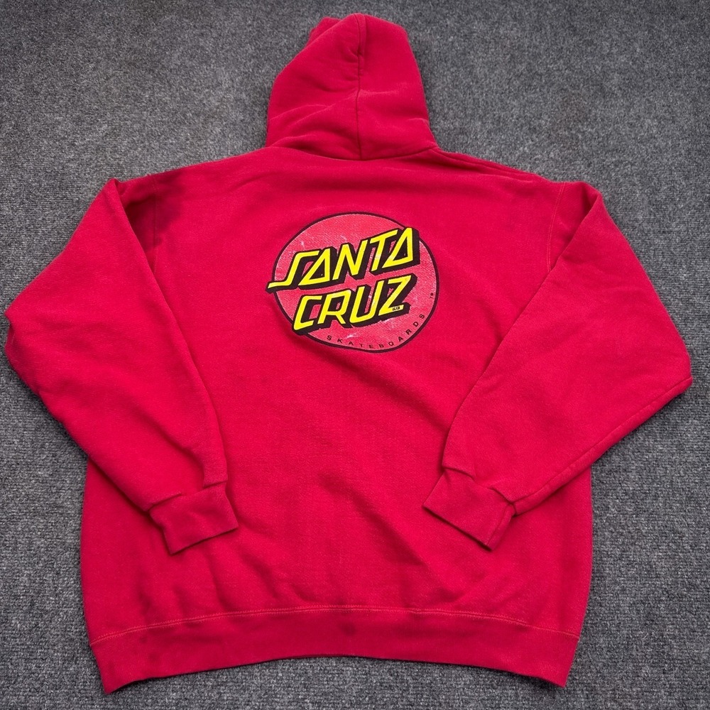 Vintage Y2K Santa Cruz Heavyweight Hoodie Adult Size Large Red Pullover Skate